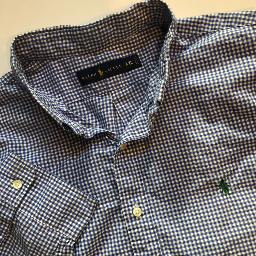Polo Ralph Lauren Men’s XXL Long Sleeve Button Down Shirt Blue Gingham Check